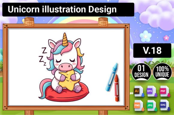 Download Unicorn Illustration Design V.18 - Illustration Collection