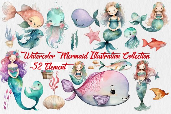 Download Watercolor Mermaid Illustration Clipart - Illustration Collection