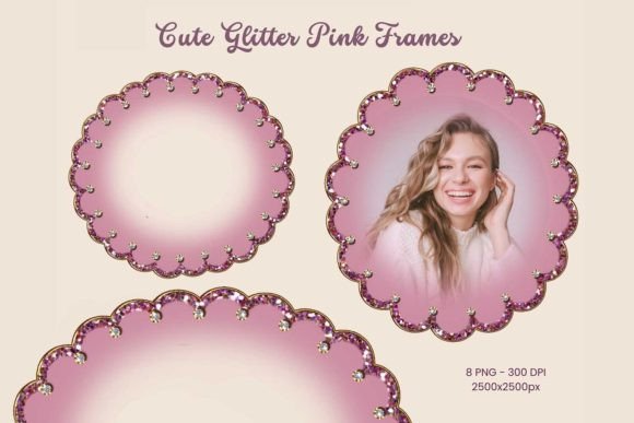 Download Cute Glitter Pink Frames - 8 PNG - Premium Resources