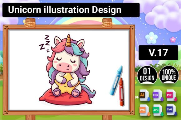Download Unicorn Illustration Design V.17 - Illustration Collection