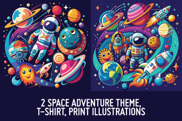 Download 2 Space Adventure Theme Illustrations - Illustration Collection