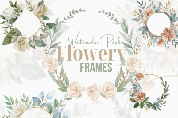 Download Flowery Frame Watercolor Pack - Premium Resources
