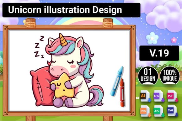 Download Unicorn Illustration Design V.19 - Illustration Collection