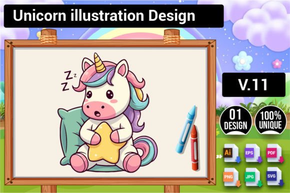 Download Unicorn Illustration Design V.11 - Illustration Collection
