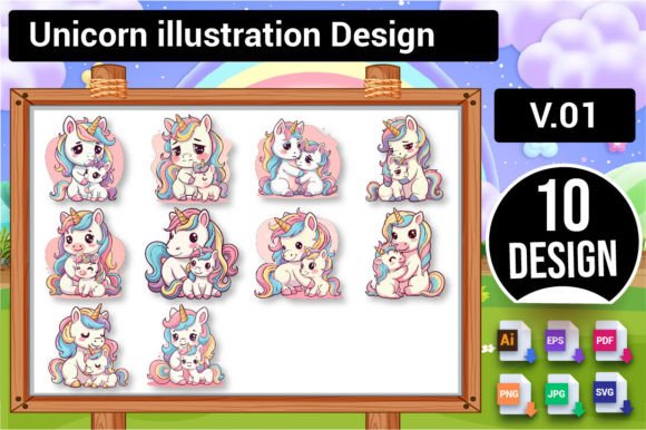 Download 10 Unicorn Illustration Design V.01 - Illustration Collection